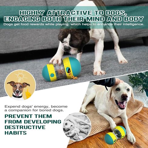 Adjustable Tough Slow Feeder Dog Puzzle Toy, Treat Dispensing Ball for Mental Stimulation & Training - Interactive Food Dispenser to Keep Small Medium Large Dogs Busy Indoor Outdoor (Green) in Saudi Arabia