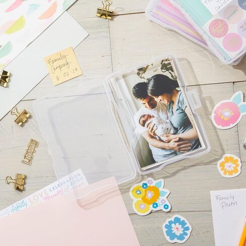 Bright Creations Photo Boxes with Labels - 4x6 In, Clear, 24 Pack & 40 Labels, Modern - Plastic Photo Storage Containers in Saudi Arabia