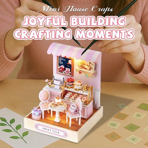 Kisoy Dollhouse Miniature with Furniture Kit, DIY 3D Wooden DIY House Kit with Dust Cover,Handmade Tiny House Toys for Teens Adults Gift(Sweet Talk) in Saudi Arabia