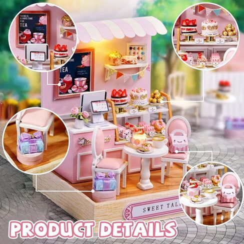 Kisoy Dollhouse Miniature with Furniture Kit, DIY 3D Wooden DIY House Kit with Dust Cover,Handmade Tiny House Toys for Teens Adults Gift(Sweet Talk) in Saudi Arabia
