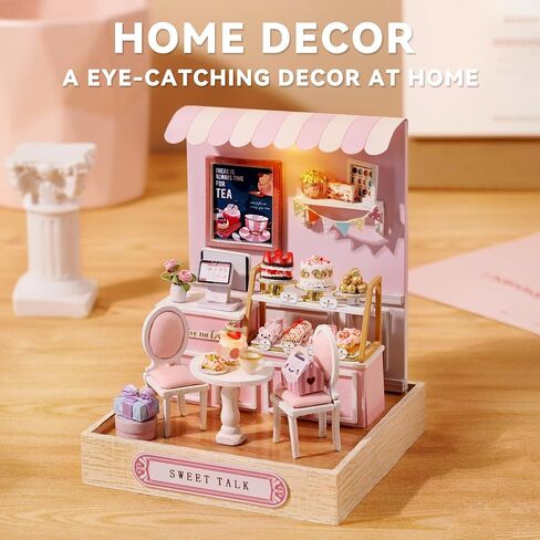 Kisoy Dollhouse Miniature with Furniture Kit, DIY 3D Wooden DIY House Kit with Dust Cover,Handmade Tiny House Toys for Teens Adults Gift(Sweet Talk) in Saudi Arabia