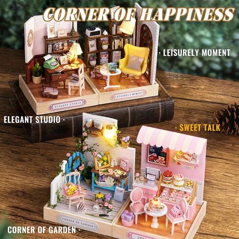Kisoy Dollhouse Miniature with Furniture Kit, DIY 3D Wooden DIY House Kit with Dust Cover,Handmade Tiny House Toys for Teens Adults Gift(Sweet Talk) in Saudi Arabia