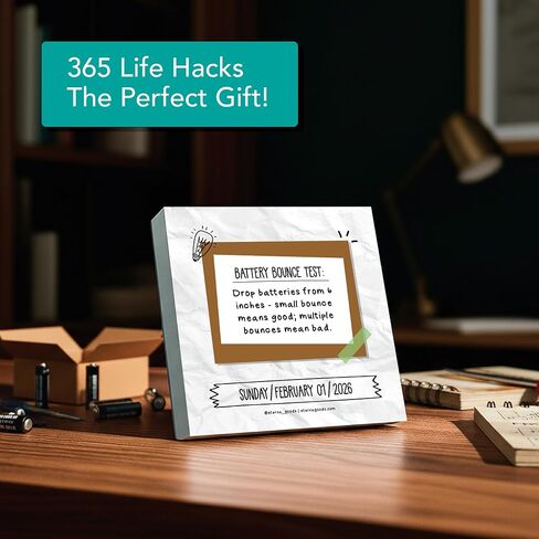 2026 Daily Life Hacks Calendar | تقويم تمزيق يوميًا مع 365 من الاختراقات والحقائق المثيرة للاهتمام لكل يوم من العام ، هدية تقويم مربع المرح للرجال أو النساء ، هدية تخزين عيد الميلاد للمنزل أو المكتب in Kuwait