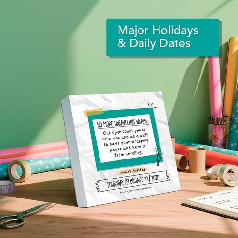 2026 Daily Life Hacks Calendar | تقويم تمزيق يوميًا مع 365 من الاختراقات والحقائق المثيرة للاهتمام لكل يوم من العام ، هدية تقويم مربع المرح للرجال أو النساء ، هدية تخزين عيد الميلاد للمنزل أو المكتب in Kuwait
