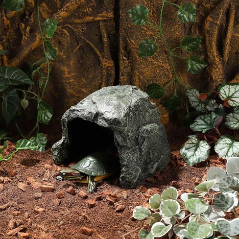 IBWell 9.1 Inch Reptile Hides Resin Tortoise Hideout for Hiding and Basking Aquarium Rock Caves for Snake Bearded Dragon Fish Lizard in Saudi Arabia