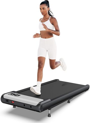 جهاز مشي بسعة 300 رطل - جهاز مشي تحت المكتب مع انحدار بنسبة 5%: تحكم صوتي ذكي متوافق مع WELLFIT KINOMAP Apple Health - جهاز مشي محمول بوزن 40 رطل فقط للمنزل والمكتب الصغير in Kuwait