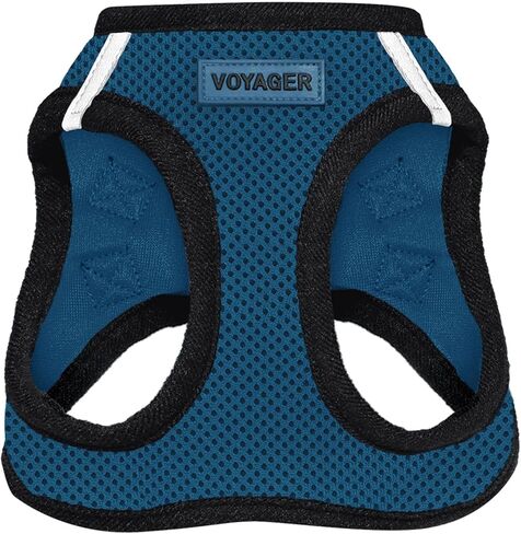 Best Pet Supplies - All Weather Mesh / Plush, Reflective, No Pull Harness for Small, Medium Dogs, Cats - Secure with Hook & Loop Fastener, Buckle, Double D-Rings - Blue/Black Trim, L in Saudi Arabia