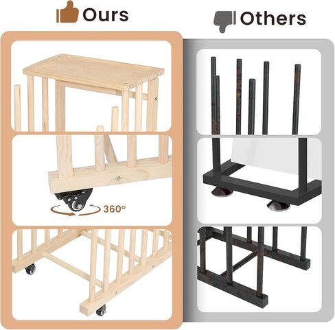 رف التخزين الفني مع عجلات العجلات وصواني تخزين الفن المحمول رف تجفيف الخشب الثقيل من الخشب الهجين للقطن ولوحات الرسم والمواد المطبوعة وتجفيف الحرف اليدوية in Kuwait