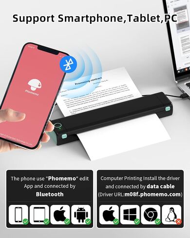 Phomemo Portable Printer Wireless for Travel & US Letter Folding Thermal Paper Size 8.5" x 11",100 Sheets, Inkless Thermal Compact Printer, Compatible with Android and iOS Phone & Laptop in Saudi Arabia