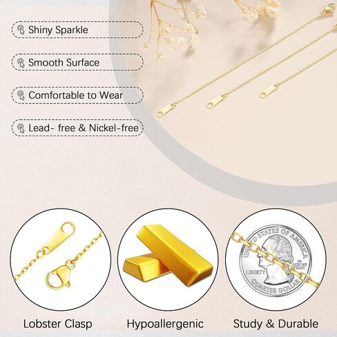Jewlpire Gold Necklace Extenders for Women, 1.5mm Chain Extender for Necklaces, 14K Gold Plated Jewelry Extenders for Necklaces Bracekelts Anklets (1/2/3 inches) in Kuwait