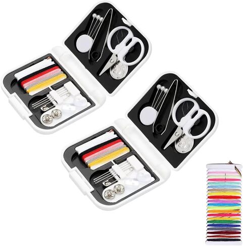 2 Pack Mini Sewing Kit Portable Sewing Supplies for Home Traveler, Adults, Beginner, Emergency, Contains Scissors, Threads, Needles (White) in Kuwait