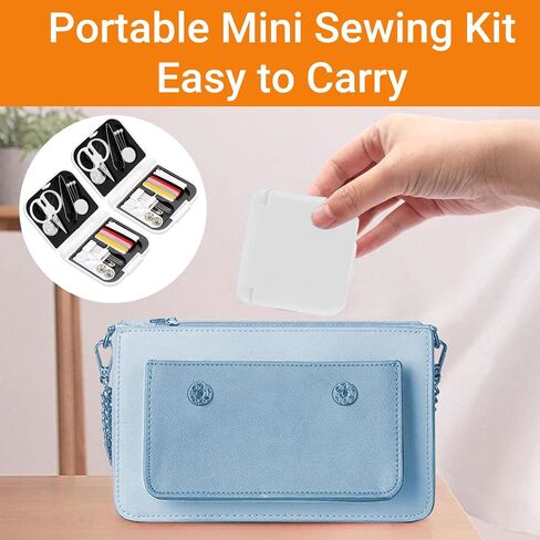 2 Pack Mini Sewing Kit Portable Sewing Supplies for Home Traveler, Adults, Beginner, Emergency, Contains Scissors, Threads, Needles (White) in Kuwait