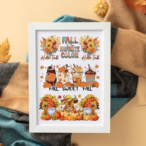 Autumn Transfer UV DTF Stickers - 10 Sheets Thanksgiving Pumpkin Gnome UV DTF Tumbler Wraps for 16 oz Glass Mugs, Fall Leaves Highland Cow Sunflower UV DTF Decals for DIY Halloween Creative Stickers in Saudi Arabia