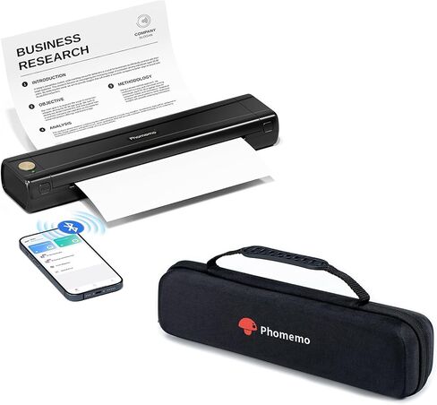 Phomemo M08E Portable Printers & 1 Printer Case Black, Bluetooth Inkless Thermal Printer Compatible with iPhone, Android Phone, Laptop for Office Car Home Use in Saudi Arabia
