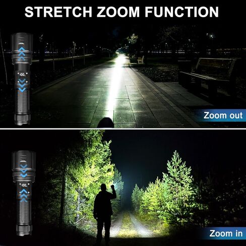 Siuyiu Flashlights High Lumens Tactical, Rechargeable Flashlight, 200000 Lumens Super Bright Flash Light, IPX45 Waterproof, 5 Modes Flash Lights for Camping, Emergency, Outdoor, Home in Kuwait
