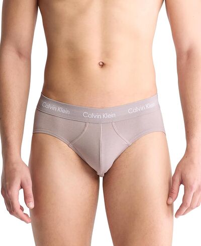 Calvin Klein Underwear Men's 3 Pack Cotton Stretch Hip Briefs, Olive/Gentle/Red Carpet, L in Saudi Arabia