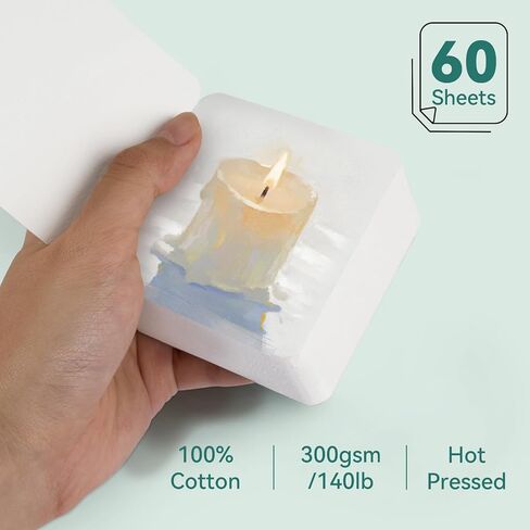 Lightwish 60 Sheets Mini Watercolor Sketchbook 2.6 x 2.6 inch Hot Press 300gsm/140lb, Travel Size Portable Tearable Square Painting Notebook, Square Watercolor Sketch Book Art Paper Sketchbook in Kuwait