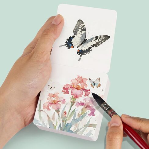 Lightwish 60 Sheets Mini Watercolor Sketchbook 2.6 x 2.6 inch Hot Press 300gsm/140lb, Travel Size Portable Tearable Square Painting Notebook, Square Watercolor Sketch Book Art Paper Sketchbook in Kuwait