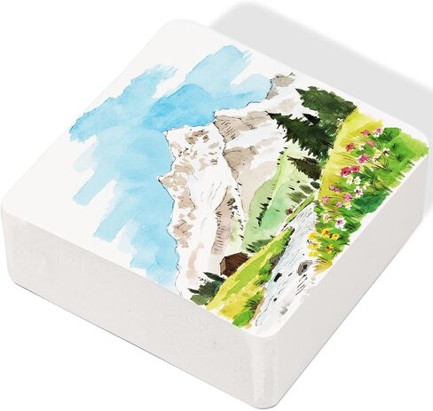Lightwish 60 Sheets Mini Watercolor Sketchbook 2.6 x 2.6 inch Hot Press 300gsm/140lb, Travel Size Portable Tearable Square Painting Notebook, Square Watercolor Sketch Book Art Paper Sketchbook in Kuwait