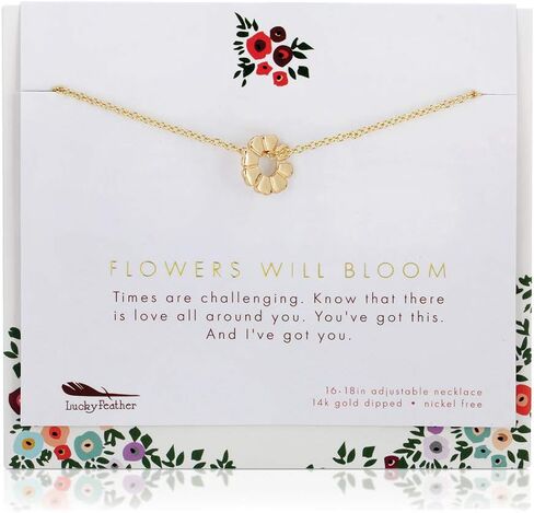Lucky Feather Linked By Love Necklace for Women and Teen Girls - 14K Gold Dipped Double Heart Pendant on Adjustable Chain, Ideal Gift for a Special Person on Her Birthday or as a Reminder She is Loved in Kuwait