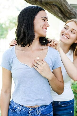 Lucky Feather Linked By Love Necklace for Women and Teen Girls - 14K Gold Dipped Double Heart Pendant on Adjustable Chain, Ideal Gift for a Special Person on Her Birthday or as a Reminder She is Loved in Kuwait