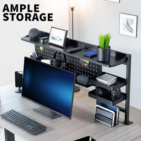 VIVO Steel Clamp-on 46 x 25 inch Desk Pegboard System with Storage Shelf and Accessory Trays, Multi-Purpose Office Organizer, Black, PP-PBSF46 in Saudi Arabia