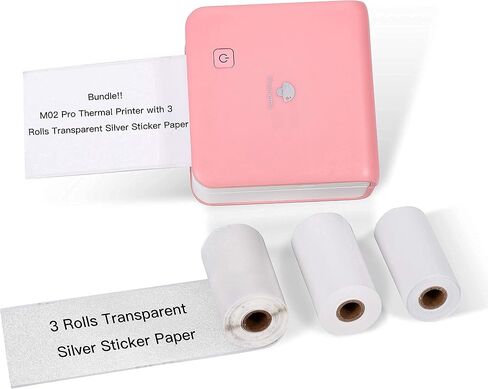 Phomemo M02 Pro Pocket Printer - with 3 Rolls Transparent White Paper， Compatible with iOS + Android for Plan Journal, Study Notes, Art Creation, Work, Gift in Saudi Arabia