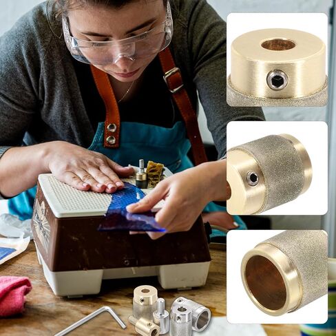 PATIKIL 3/4 Inch Diamond Grinder Bit Head Tools, 1 Pcs Combination Set Ceramic Stained Glass Grinding Wheel Abrasive Tool for Forming Drilling Hard Glass, Silver Tone MGB34 in Saudi Arabia