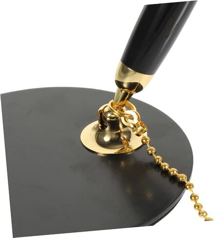 Wear Resistant Security Pen with Adhesive Chain and Abs Holder Smooth Quick Dry Ink Signature Pen for Bank Counters and Office Stainless Steel Accessories in Black with Gold in Saudi Arabia