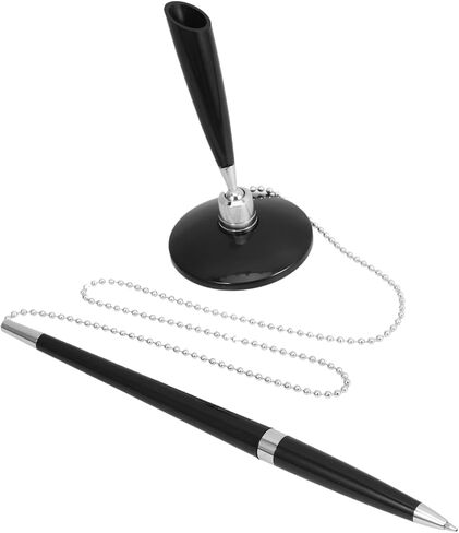 ARTIBETTER Multi Function Signature Pen with Chain for Countertop Use Plastic and Stainless Steel Construction Quick Dry Smooth Ink for Banks Hotels Offices and Business Settings in Saudi Arabia