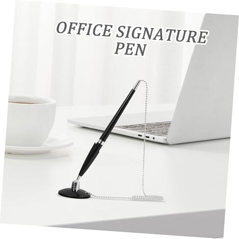 ARTIBETTER Multi Function Signature Pen with Chain for Countertop Use Plastic and Stainless Steel Construction Quick Dry Smooth Ink for Banks Hotels Offices and Business Settings in Saudi Arabia