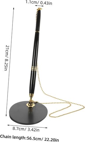 Operitacx Vertical Desktop Pen with Chain and Security Base for Bank Counters Black Writing Pen with Gold Accessories Smooth Ink Compression Resistant Office Supply in Saudi Arabia