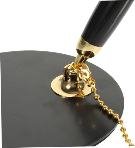 Operitacx Vertical Desktop Pen with Chain and Security Base for Bank Counters Black Writing Pen with Gold Accessories Smooth Ink Compression Resistant Office Supply in Saudi Arabia