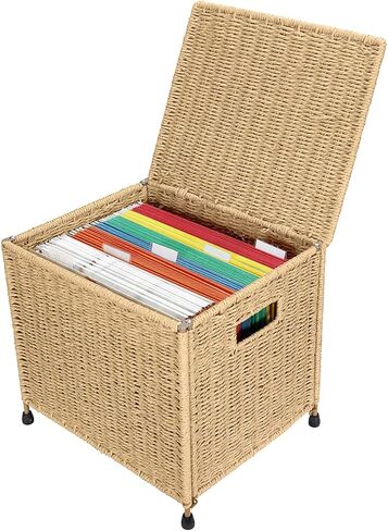 URFORESTIC Seagrass File Filing Cabinet File Box Organizer | Collapsible Letter Size Hanging File Box Organizers with Lid | Decorative Seagrass Filing & Storage Office Box | Letter Size (Natural) in Saudi Arabia