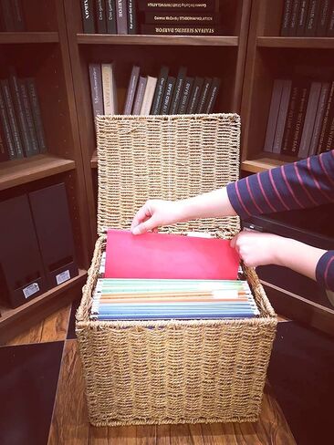URFORESTIC Seagrass File Filing Cabinet File Box Organizer | Collapsible Letter Size Hanging File Box Organizers with Lid | Decorative Seagrass Filing & Storage Office Box | Letter Size (Natural) in Saudi Arabia