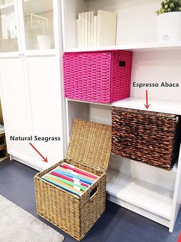 URFORESTIC Seagrass File Filing Cabinet File Box Organizer | Collapsible Letter Size Hanging File Box Organizers with Lid | Decorative Seagrass Filing & Storage Office Box | Letter Size (Natural) in Saudi Arabia