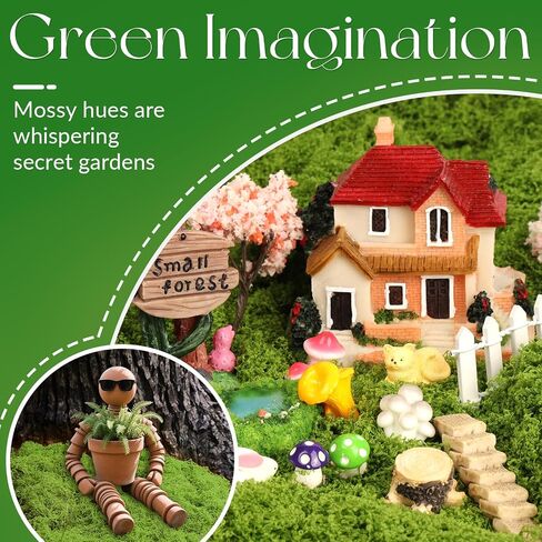 5.3OZ Artificial Faux Moss Fake Green Moss for Crafts Decorative Moss Preserved Moss for Plants Indoor Fairy Garden DIY Decorative Walls Glass Containers Model Making Home (Dark Green) in Saudi Arabia