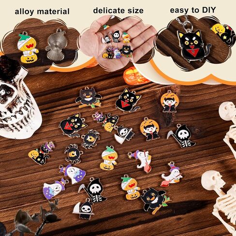 20pcs Pastel Halloween Enamel Charms - Pumpkin, Ghost, Bat Patterns for DIY Craft in Saudi Arabia
