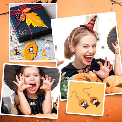 20pcs Pastel Halloween Enamel Charms - Pumpkin, Ghost, Bat Patterns for DIY Craft in Saudi Arabia