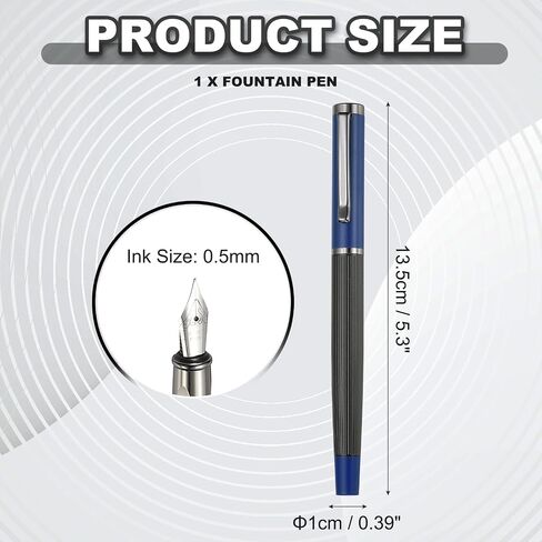 Patikil Fountain Pen Medium Nib ، Fountain Pen Barrel Pen يدويًا للهدايا المحترفة للمجلة ، الأزرق in Saudi Arabia