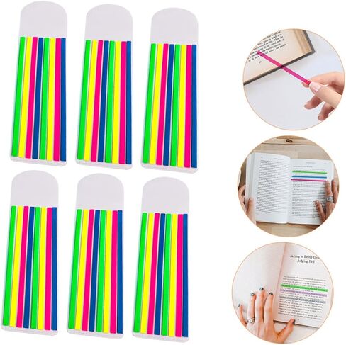 6sets Highllighter Tape من علامات التبويب الملونة الملونة لسهولة التعليق وعلامات تبويب المذكرة القابلة للإزالة لدراسة مكتب الدراسة والفصول الدراسية تستخدم علامات صفحة الفلورسنت in Kuwait