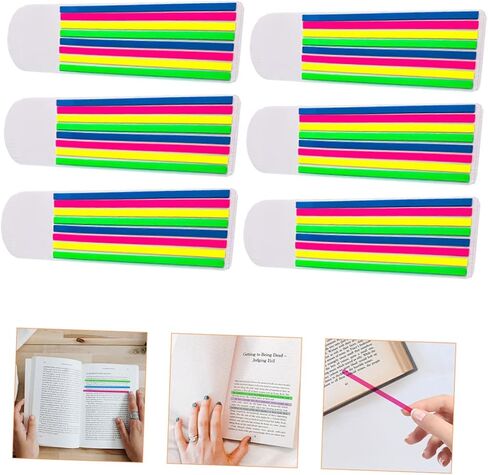 6sets Highllighter Tape من علامات التبويب الملونة الملونة لسهولة التعليق وعلامات تبويب المذكرة القابلة للإزالة لدراسة مكتب الدراسة والفصول الدراسية تستخدم علامات صفحة الفلورسنت in Kuwait