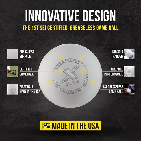 X Greaseless Lacrosse Balls by Guardian Innovations, 3 Pack, White - Official Ball of NCAA Championships - Meets NOCSAE Standards and SEI/NCAA/NFHS Certified in Saudi Arabia