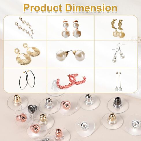 uxcell 100pcs Earring Backs, Silicone Clear Earring Backs Replacements Making Kit Locking Secure Earrings Back for Studs Droopy Earrings for Women Men, Dark Silver in Saudi Arabia