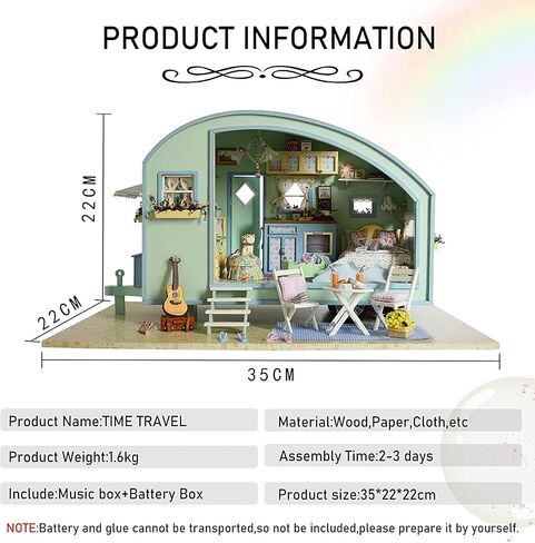 CUTEROOM DIY Miniature Wooden Caravan Dollhouse Kit with Furniture - Creative Mini Doll House Craft for Adults, Teens for Women & Girls in Kuwait