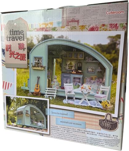 CUTEROOM DIY Miniature Wooden Caravan Dollhouse Kit with Furniture - Creative Mini Doll House Craft for Adults, Teens for Women & Girls in Kuwait