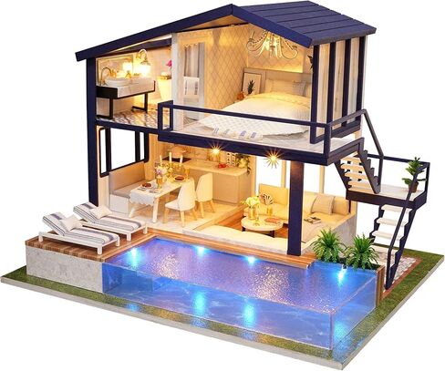 CUTEROOM DIY Miniature Wooden Caravan Dollhouse Kit with Furniture - Creative Mini Doll House Craft for Adults, Teens for Women & Girls in Kuwait