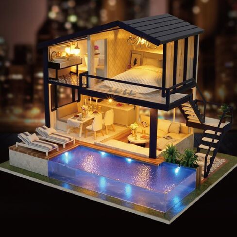 CUTEROOM DIY Miniature Wooden Caravan Dollhouse Kit with Furniture - Creative Mini Doll House Craft for Adults, Teens for Women & Girls in Kuwait