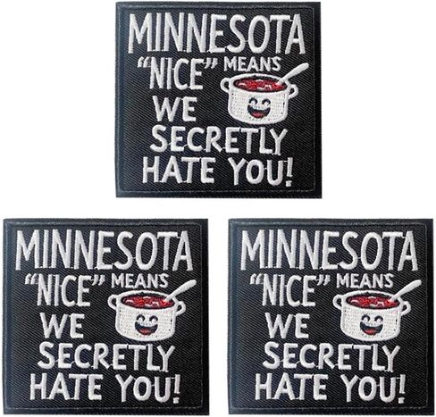 U-Sky Sew or Iron on Sarcasm Embroidered Applique Patches | Minnesota Nice Satire Iron Patch | Cultural Nuance Design | Hot Dish Motif | Iron On for Jackets Hats Bags in Saudi Arabia