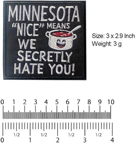 U-Sky Sew or Iron on Sarcasm Embroidered Applique Patches | Minnesota Nice Satire Iron Patch | Cultural Nuance Design | Hot Dish Motif | Iron On for Jackets Hats Bags in Saudi Arabia